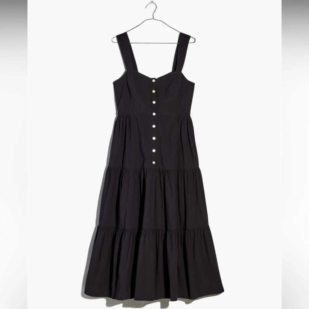 Madewell Button Front Tiered Midi Dress - Picture 5 of 8